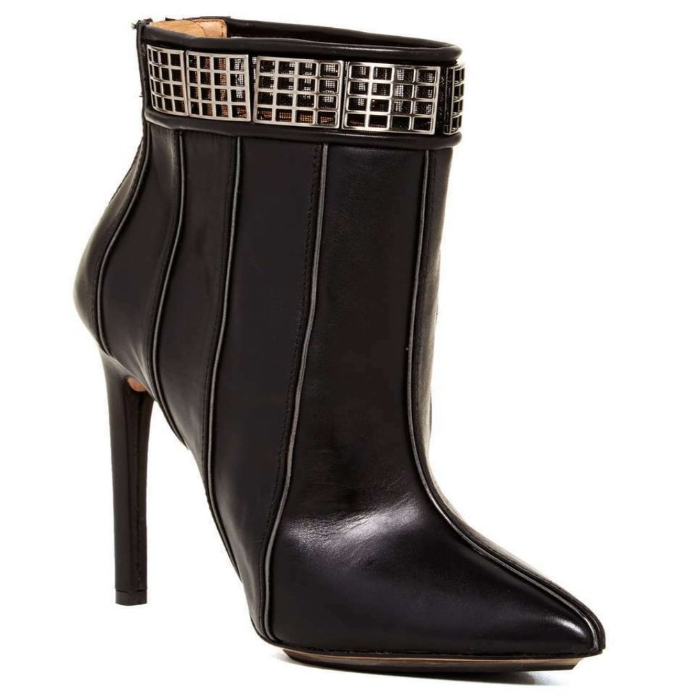 L.A.M.B. Troy Leather BLACK Ankle Boots